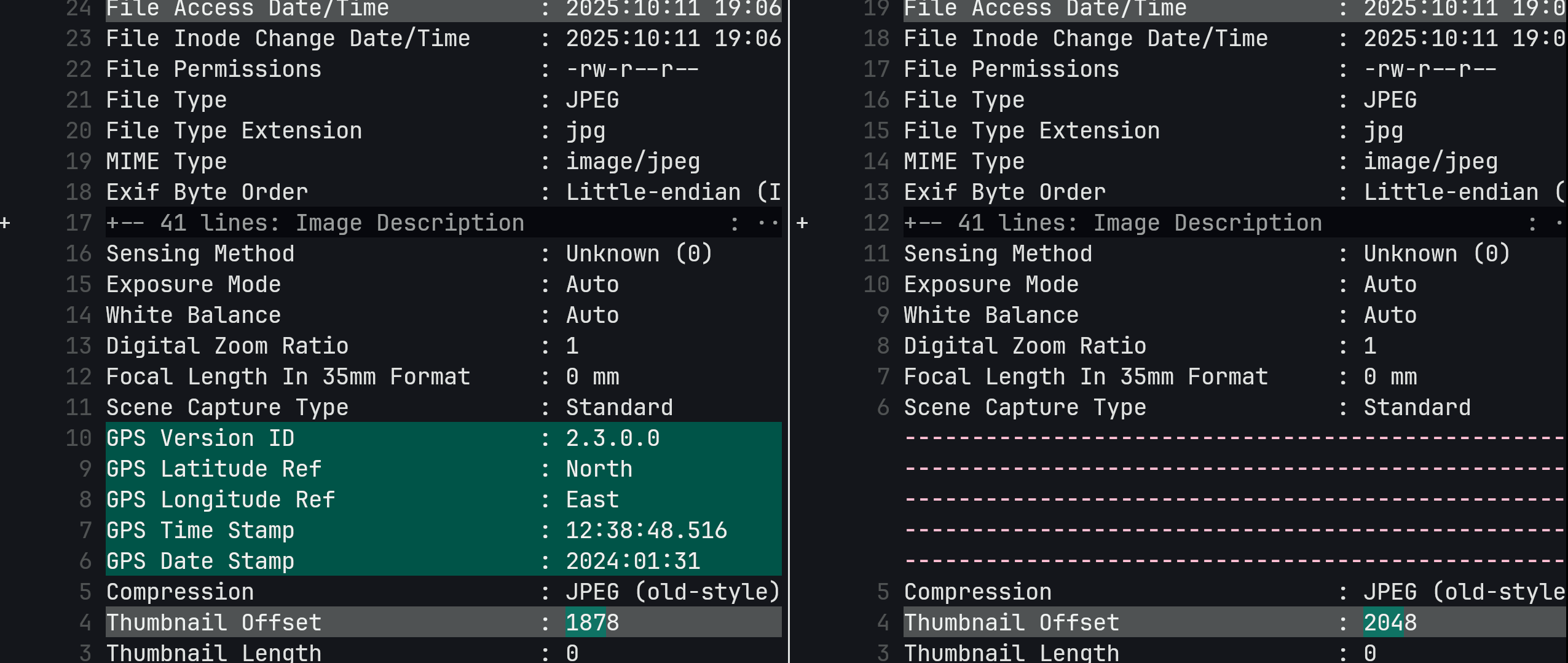 nvim diff of changed file